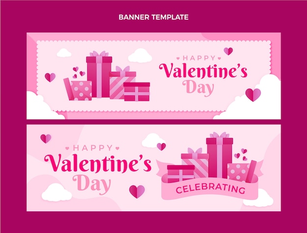 Gradient valentine's day horizontal banners set