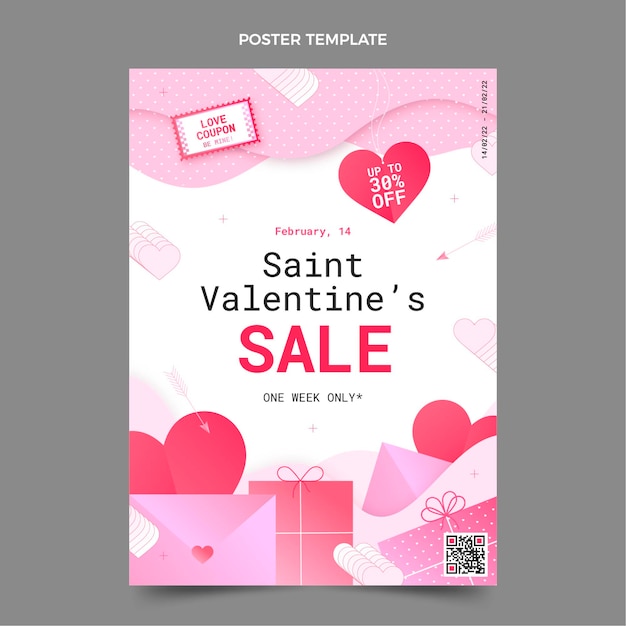 Vector gradient valentine's day vertical poster template