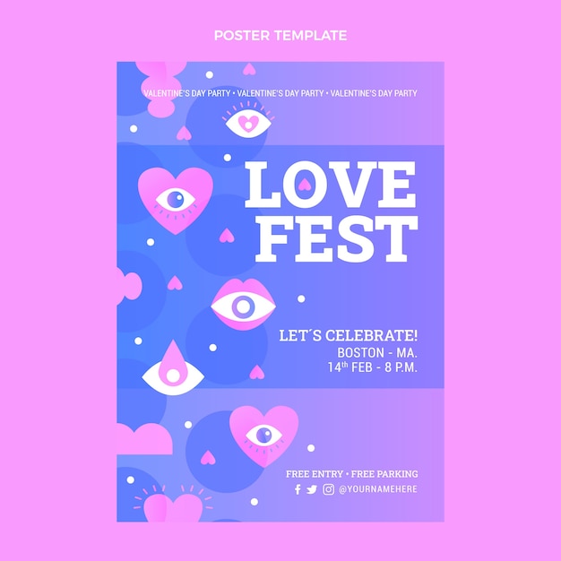 Vector gradient valentine's day vertical poster template