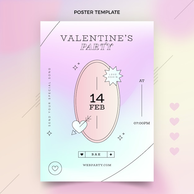 Vector gradient valentine's day vertical poster template