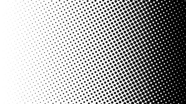 Gradiënt van zwarte halftoonstippen op een witte achtergrond Poparttextuur Komische achtergrond Vectorillustratie