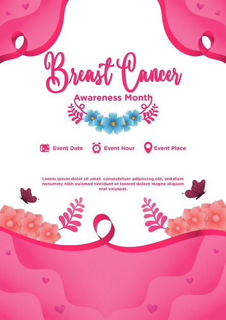 Modello di poster del mese di sensibilizzazione sul cancro al seno vettoriale sfumato