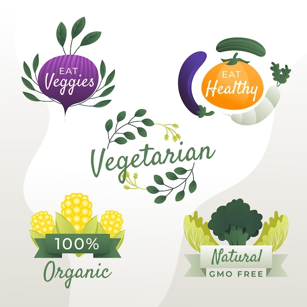 Vector gradient vegetarian badges