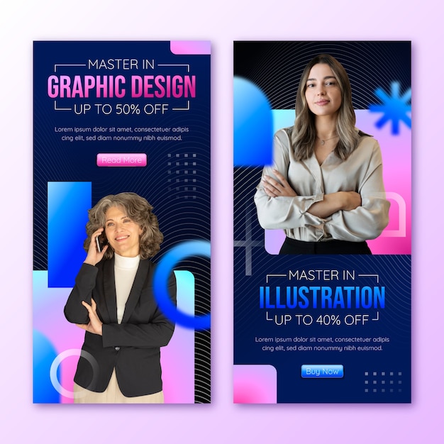 Vector gradient vertical banner template