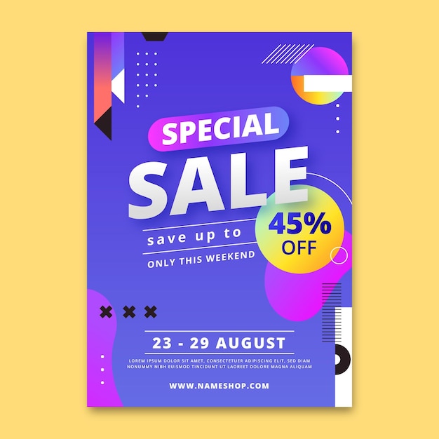 Gradient vertical sale poster template