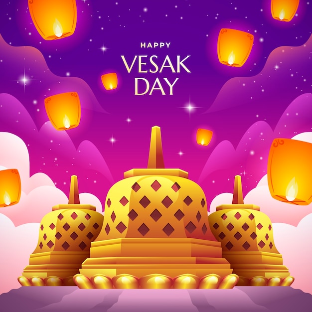 Gradiënt vesak festival illustratie