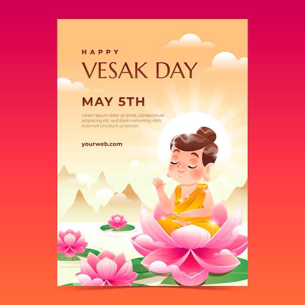 Gradiënt vesak festival verticale poster sjabloon