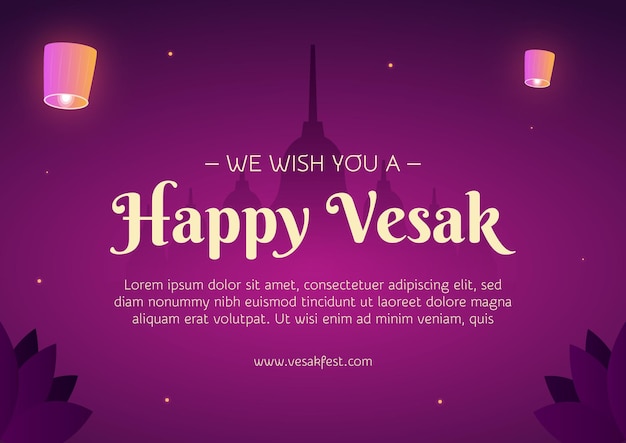 Gradiënt vesak groetekaart sjabloonontwerp