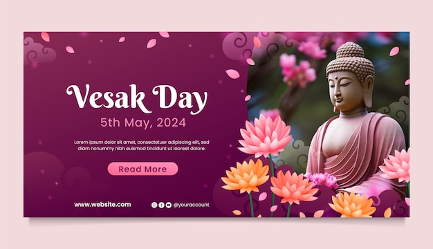 Gradient vesak horizontal banner template