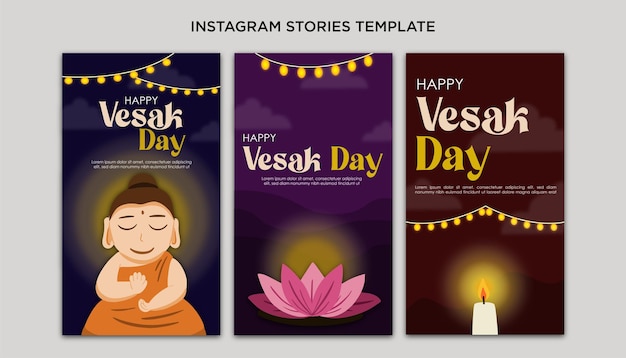 Gradient vesak instagram stories template design