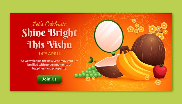 Gradiënt vishu banner sjabloon