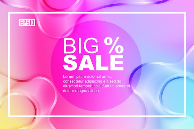 Gradiënt vloeibare kleurrijke e-commerce promotionele vector poster achtergrond