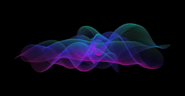 gradient wavy line blend form abstract purple blue green flowing lines design element dynamic neon