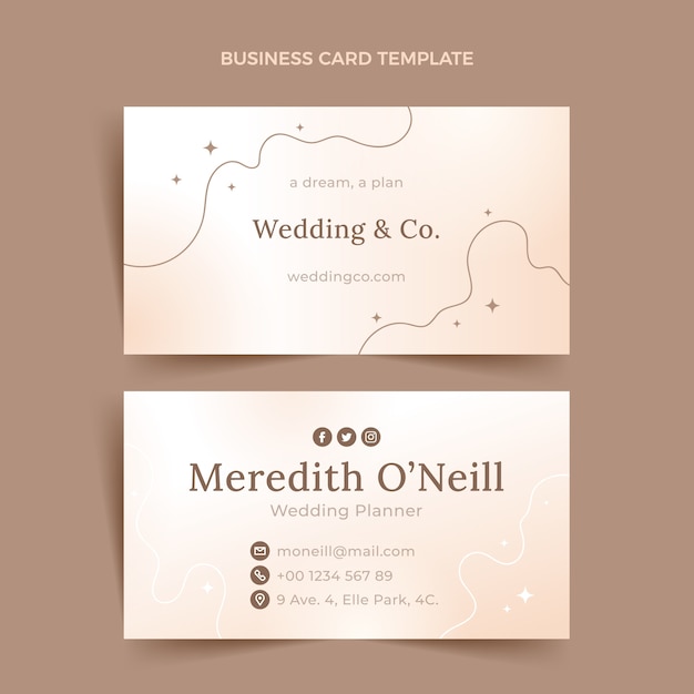 Vector gradient wedding planner horizontal business card