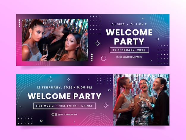 Vector gradient  welcome party horizontal banner