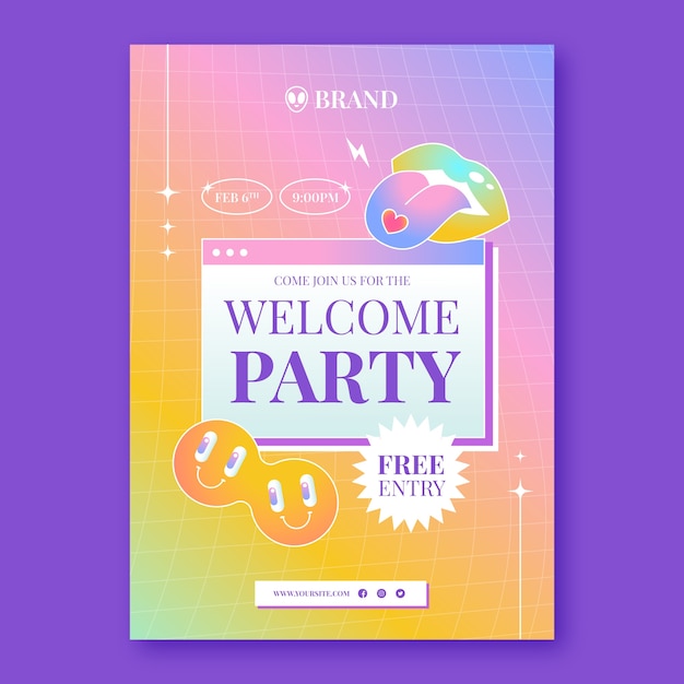 Vector gradient welcome party poster template