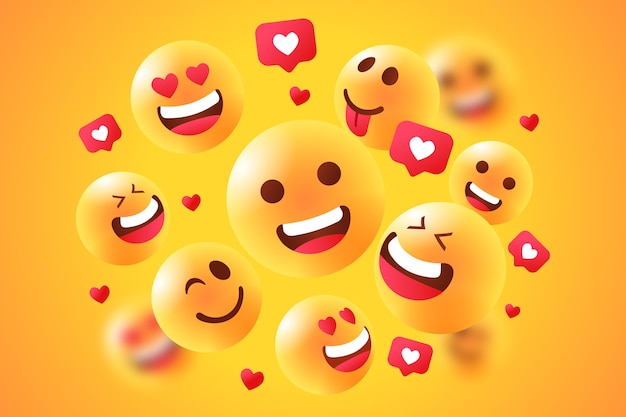 Vector gradiënt wereld emoji dag illustratie met emoticons