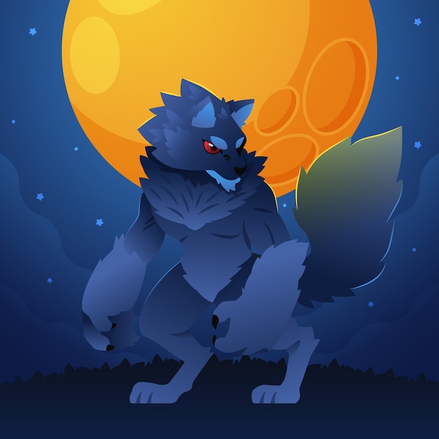 Vector gradient werewolf illustration