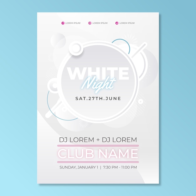 Vector gradient white party poster template