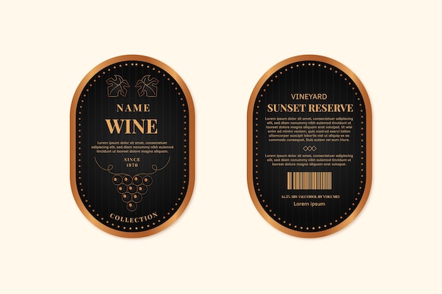 Vector gradient wine label template