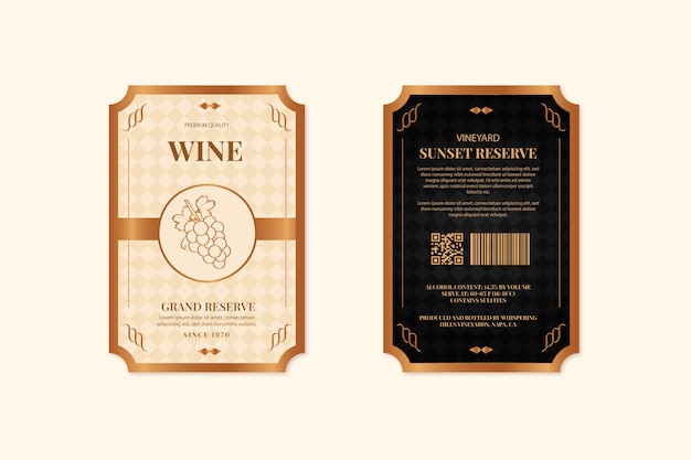 Vector gradient wine label template