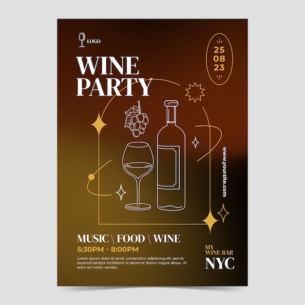 Vector gradient wine party poster template