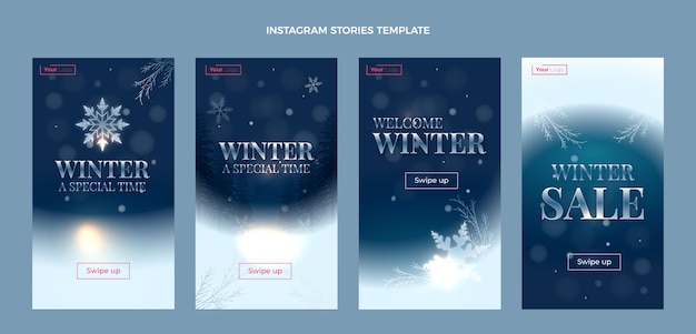 Vector gradient winter instagram stories collection