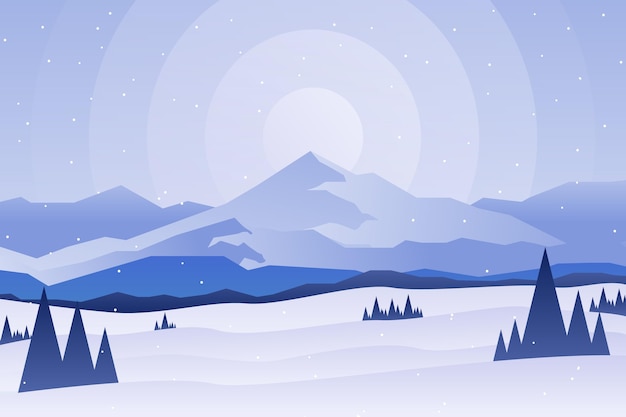 Vector gradient winter landscape