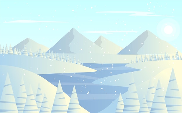 Vector gradient winter landscape