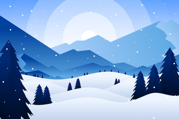 Vector gradient winter landscape