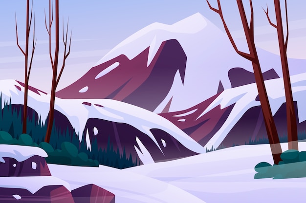 Vector gradient winter landscape