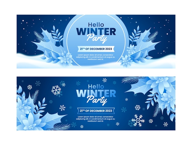 Vector gradient winter party horizontal banner