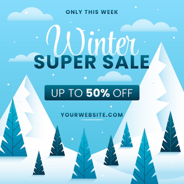 Gradient winter sale illustration and banner