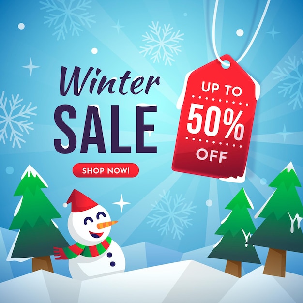 Vector gradient winter sale illustration and banner