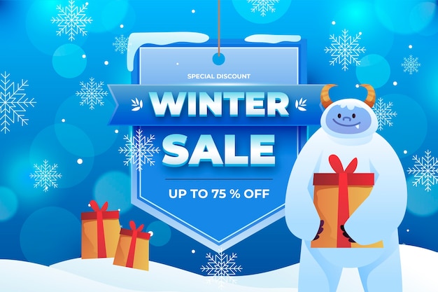 Vector gradient winter sale illustration and banner