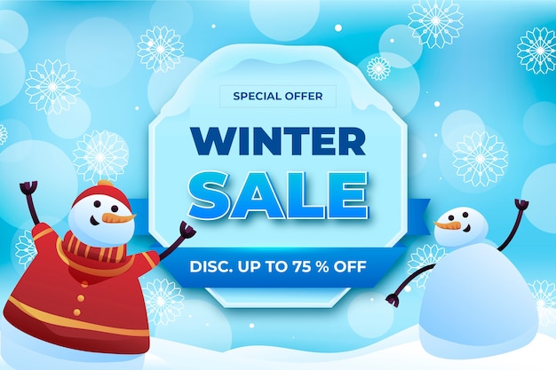 Vector gradient winter sale illustration and banner