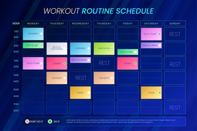 Gradient workout routine schedule template