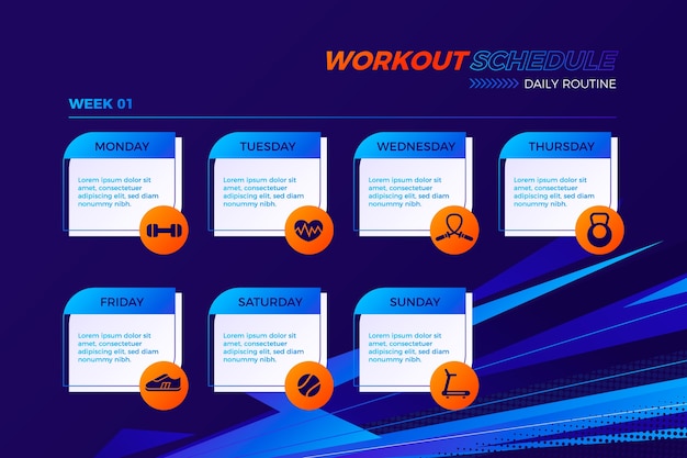 Gradient workout routine schedule template