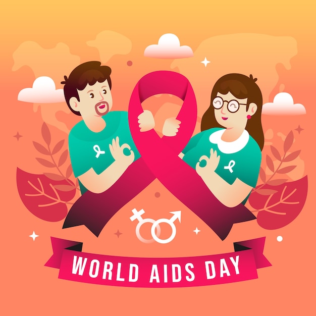 Vector gradient world aids day illustration