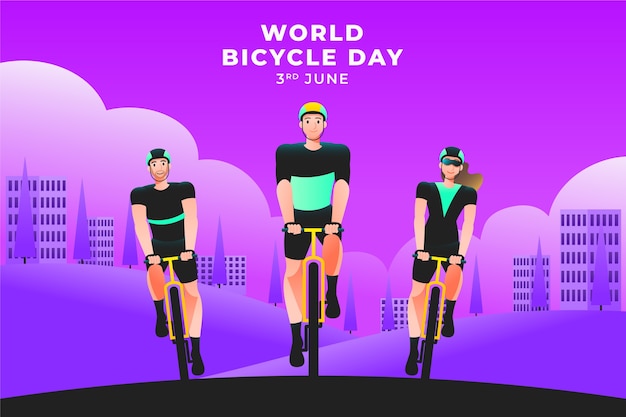 Gradient world bicycle day illustration