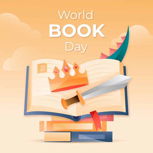 Vector gradient world book day illustration