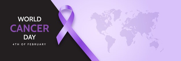 Gradient world cancer day horizontal banner