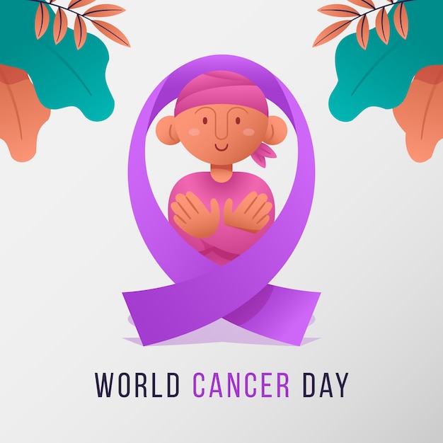 Gradient world cancer day illustration