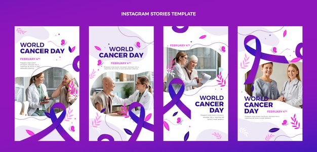 Vector gradient world cancer day instagram stories collection