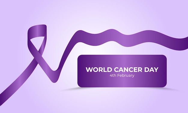 Vector gradient world cancer day realistic ribbon