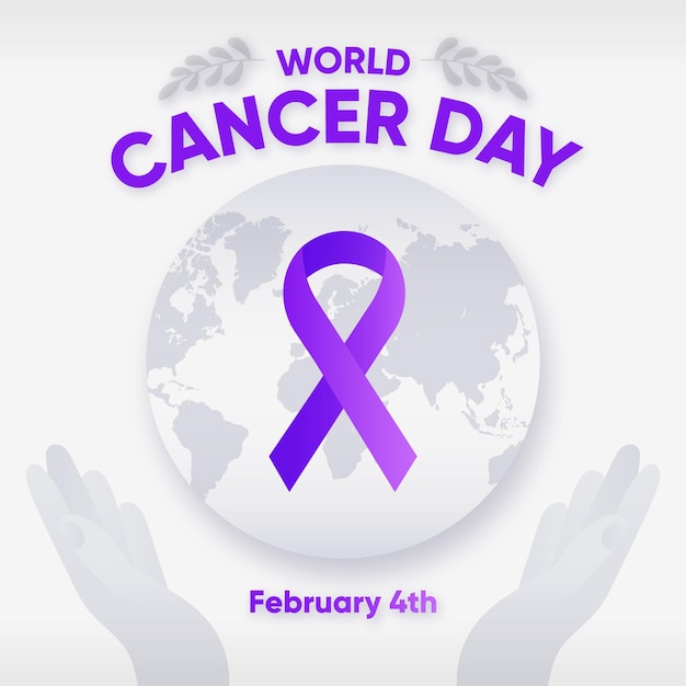 Gradient world cancer day with ribbon