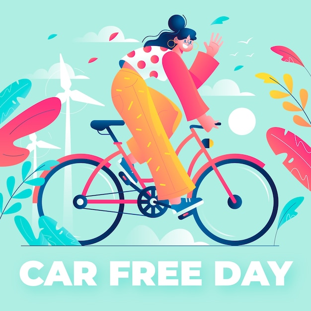 Gradient world car free day illustration