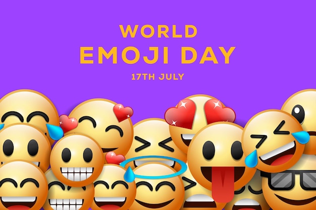 Vector gradient world emoji day 17th july background illustration