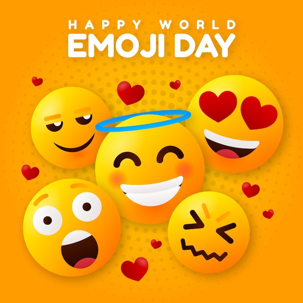 Gradient world emoji day illustration