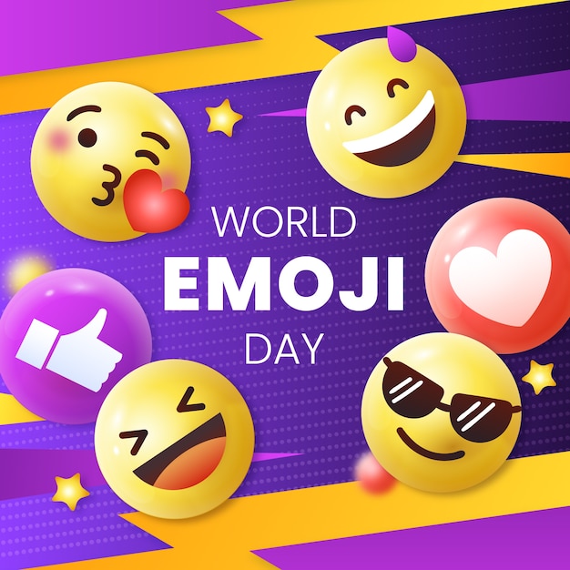 Vector gradient world emoji day illustration